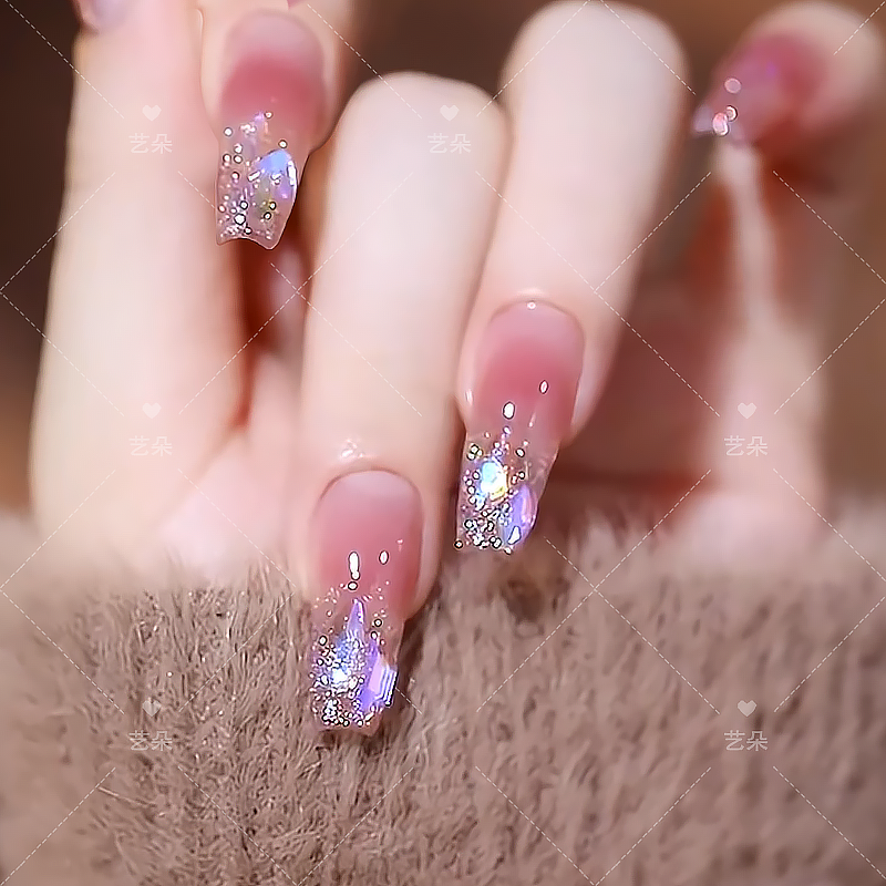 【极光满钻】美甲穿戴甲纯手工制作甲片短款中长款指甲油胶新年美甲