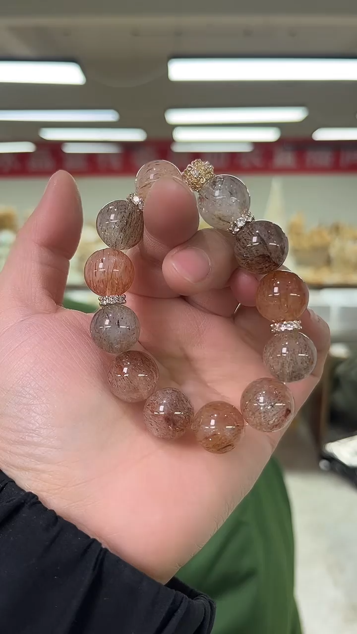 【闪购商品】水晶手链未镶嵌天然黑金超DIY手串多样性发一14mm