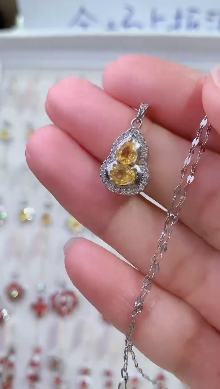 【闪购商品】彩色蓝宝石颈饰银S925镶嵌37-48