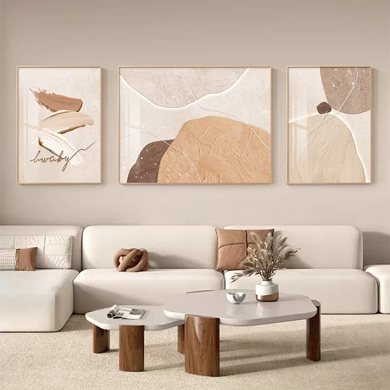 TREES/原森小屋现代简约客厅沙发背景墙三联装饰画奶油风抽象挂画