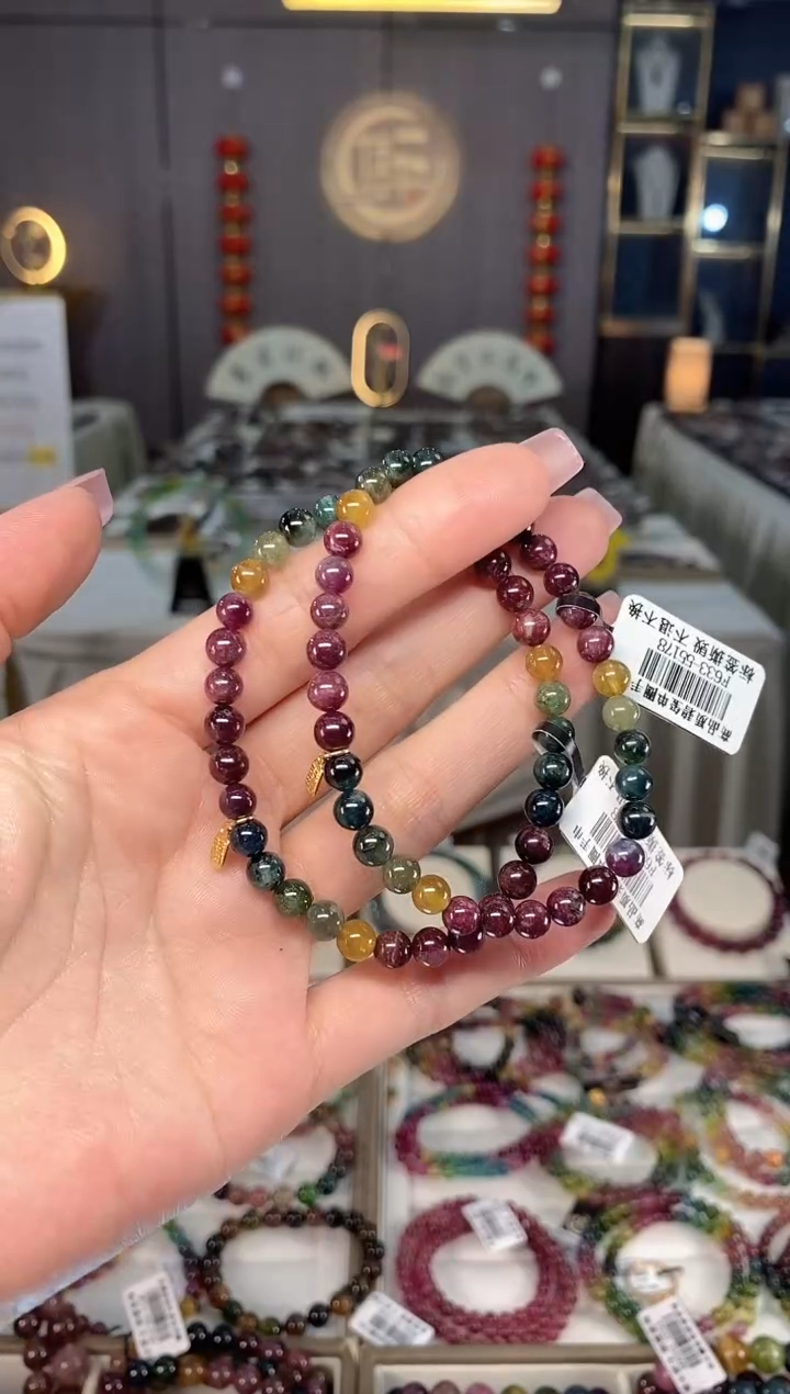 未镶嵌老矿碧玺单圈手串5mm+碧玺hon多样性发货一条