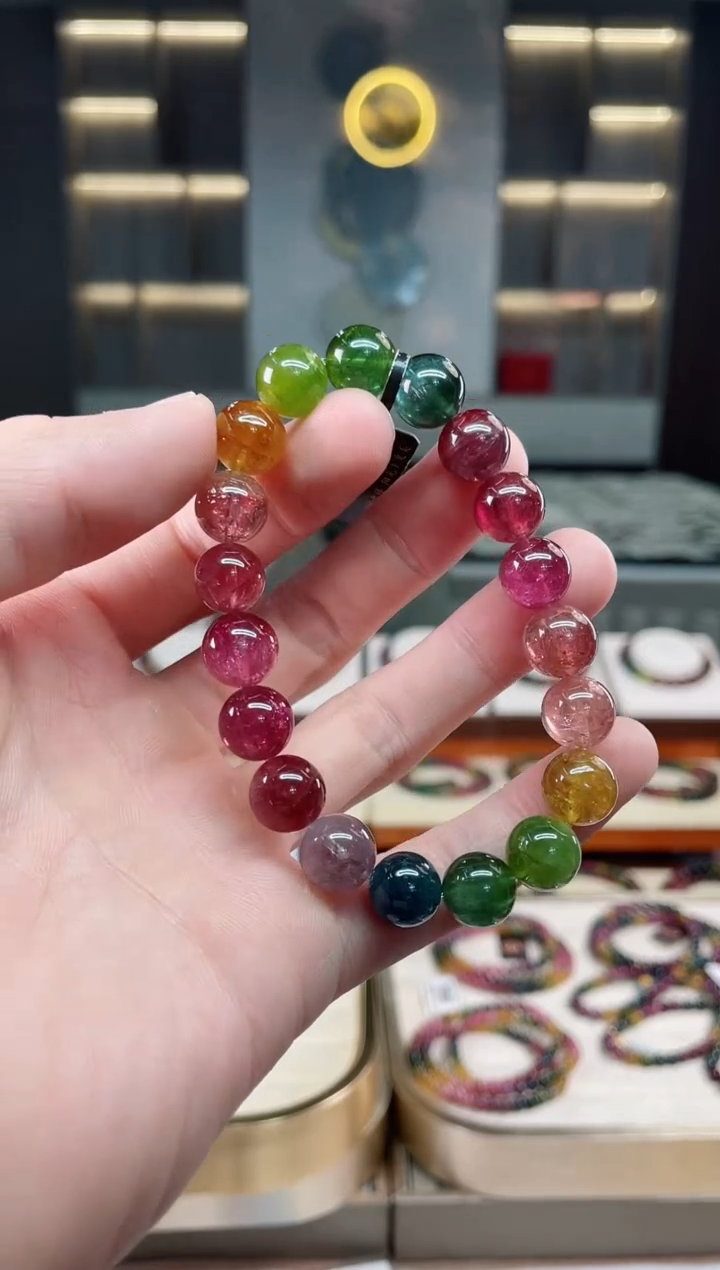 未镶嵌冰透体老矿碧玺色标单圈手串10mm+碧玺多样性发一条xion