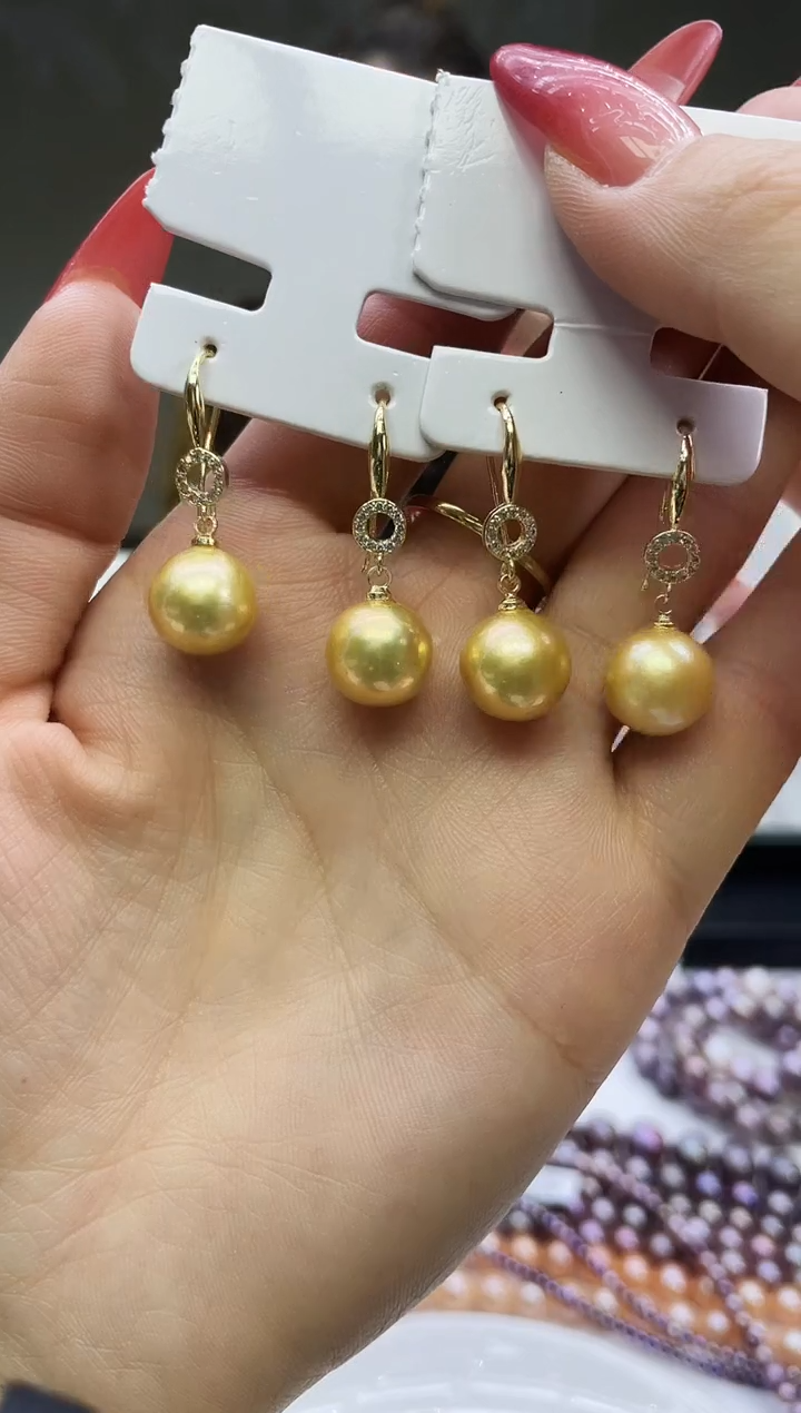 未镶嵌耳坠淡水珍珠黄色系耳坠