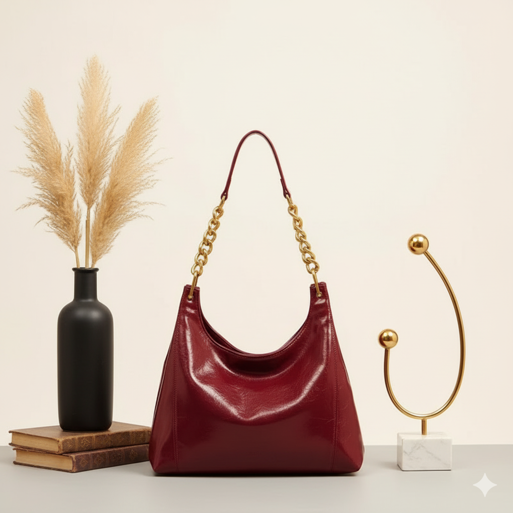 满庭芳2025时尚纯色托特包单肩腋下包复古简约风