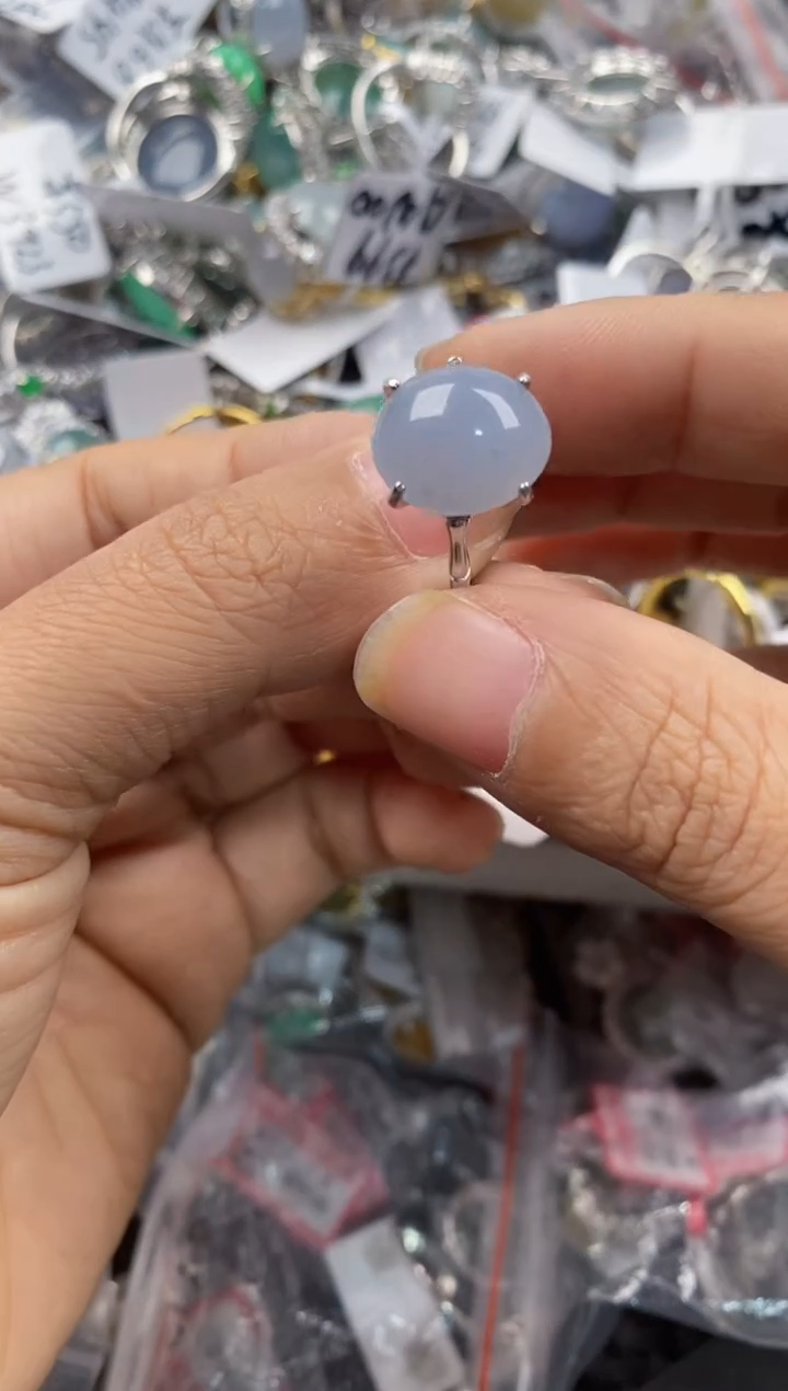 银S925镶嵌戒指翡翠7777----8