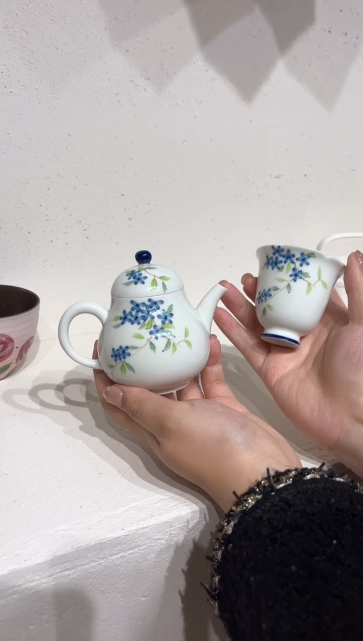 【闪购商品】玉泥 小蓝花 泡茶壶+杯