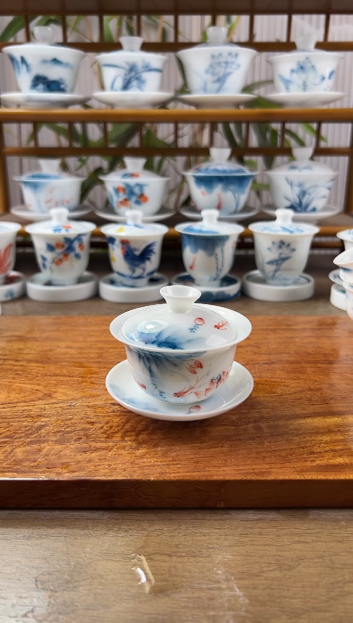 微瑕蓝莲80ml三才盖碗