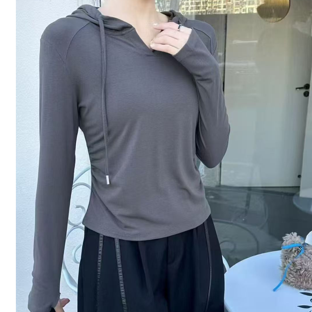 女款早秋休闲百搭连帽T恤7636