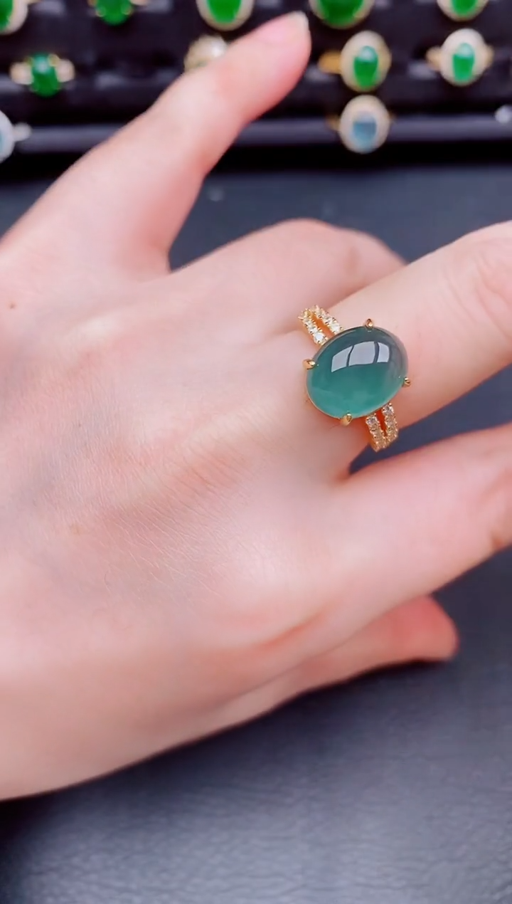 【闪购商品】翡翠戒指银S925镶嵌天然a货翡翠106