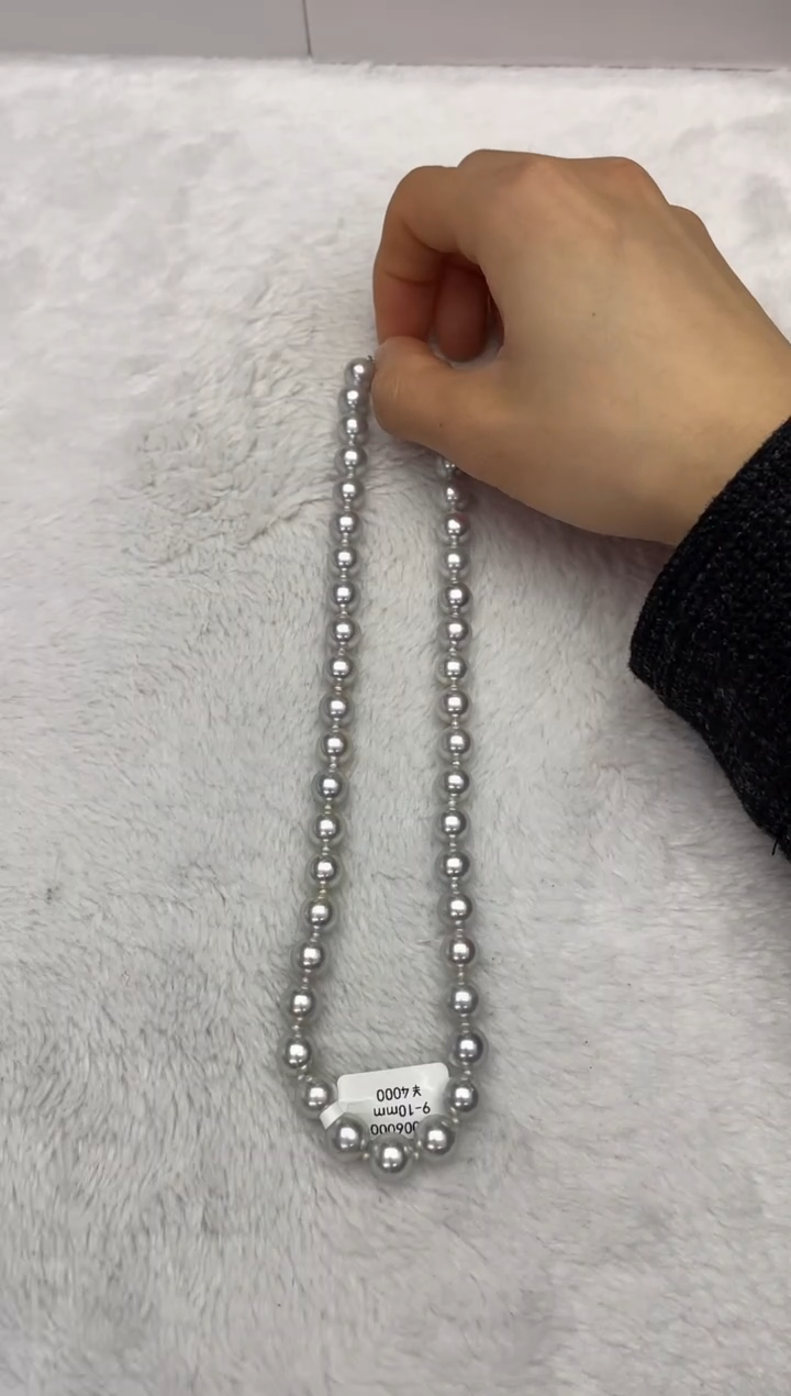 【闪购商品】海水珍珠项链银S925镶嵌AK真多麻9-10mm（多样性发一）