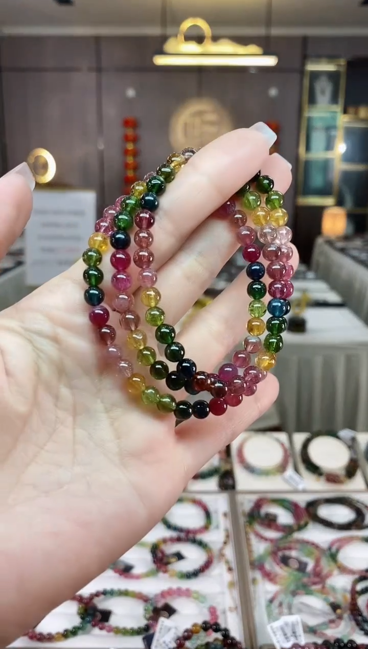 【闪购商品】碧玺三圈手串5mm+未镶嵌（多样性发一条）hon