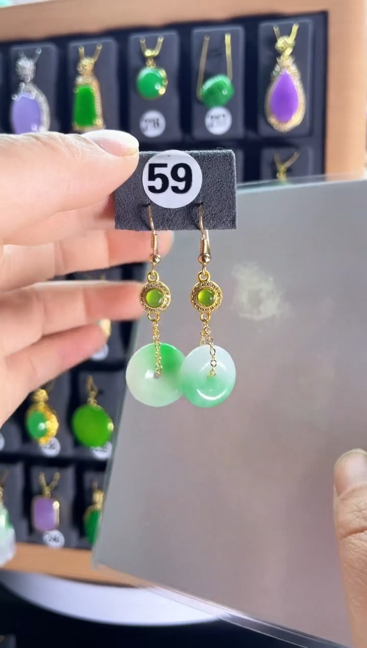 【闪购商品】翡翠耳饰银S925镶嵌59   