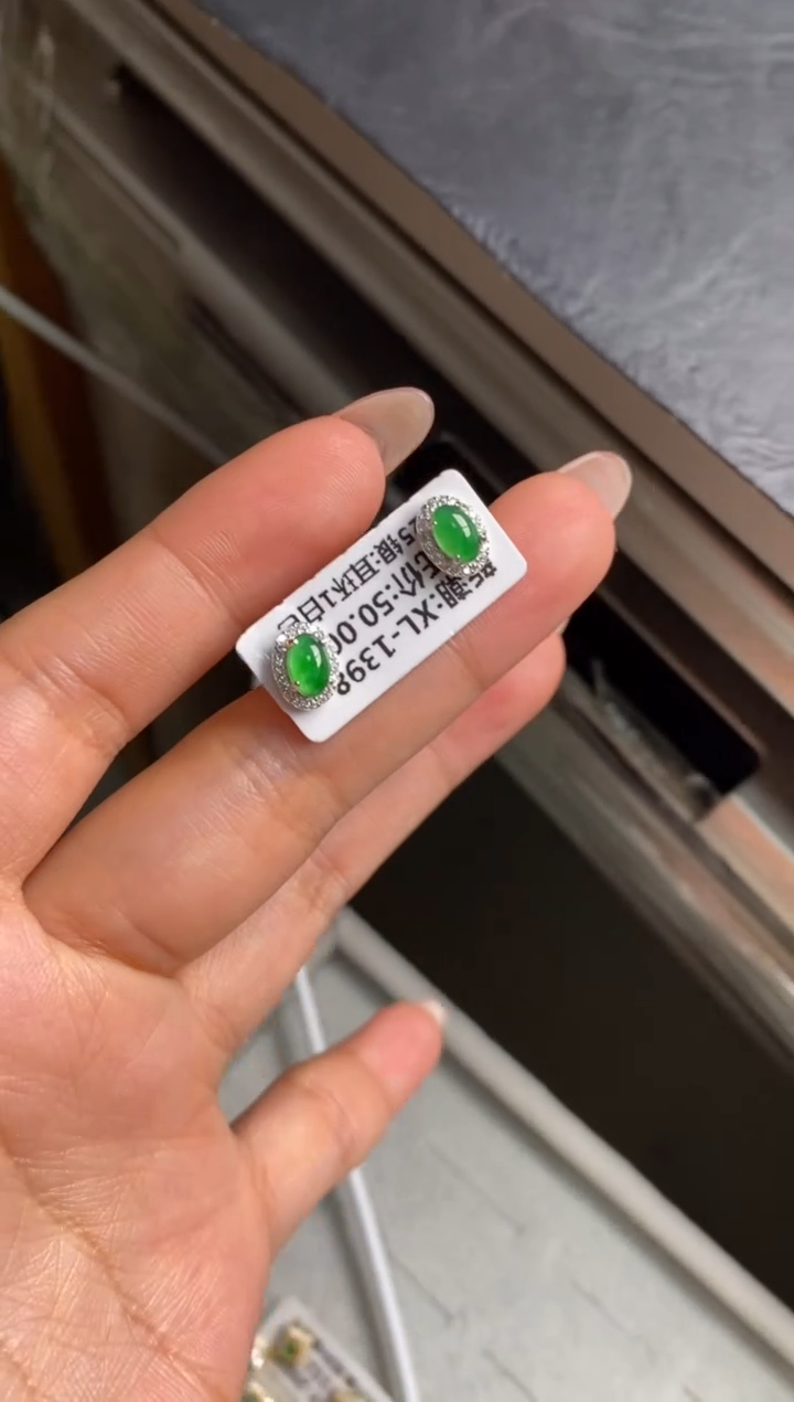 银S925镶嵌戒指翡翠天然A货翡翠