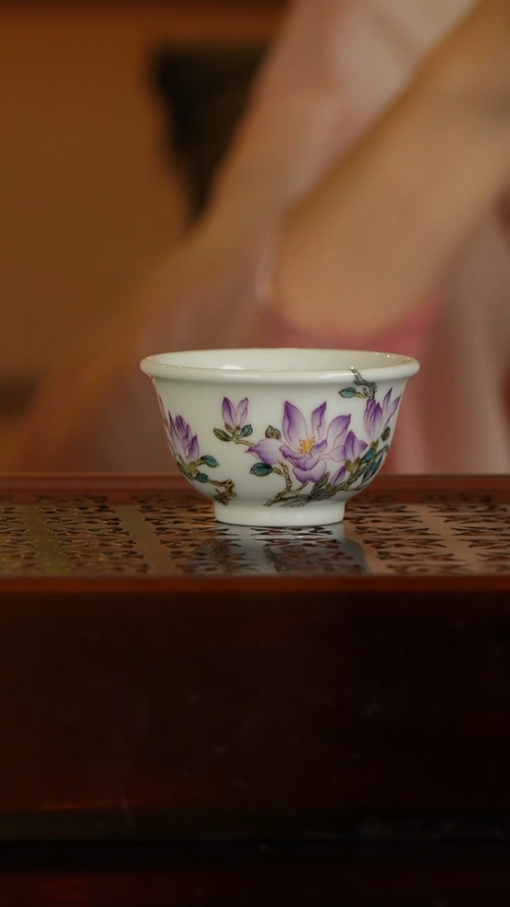 月亮推荐溢珍堂@@紫玉兰花小压手杯