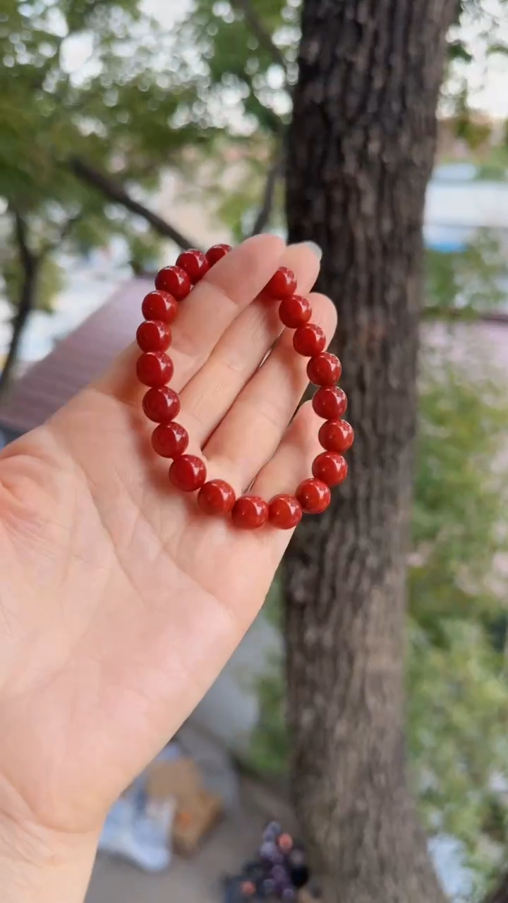 未镶嵌多样性发一件南红玛瑙【高货】牛血红9mm保山圆珠单圈 