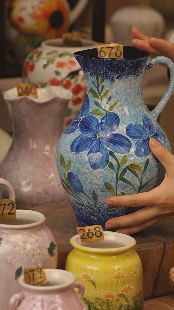 陶瓷景德镇设计师手作花器摆件侘寂风@M676@