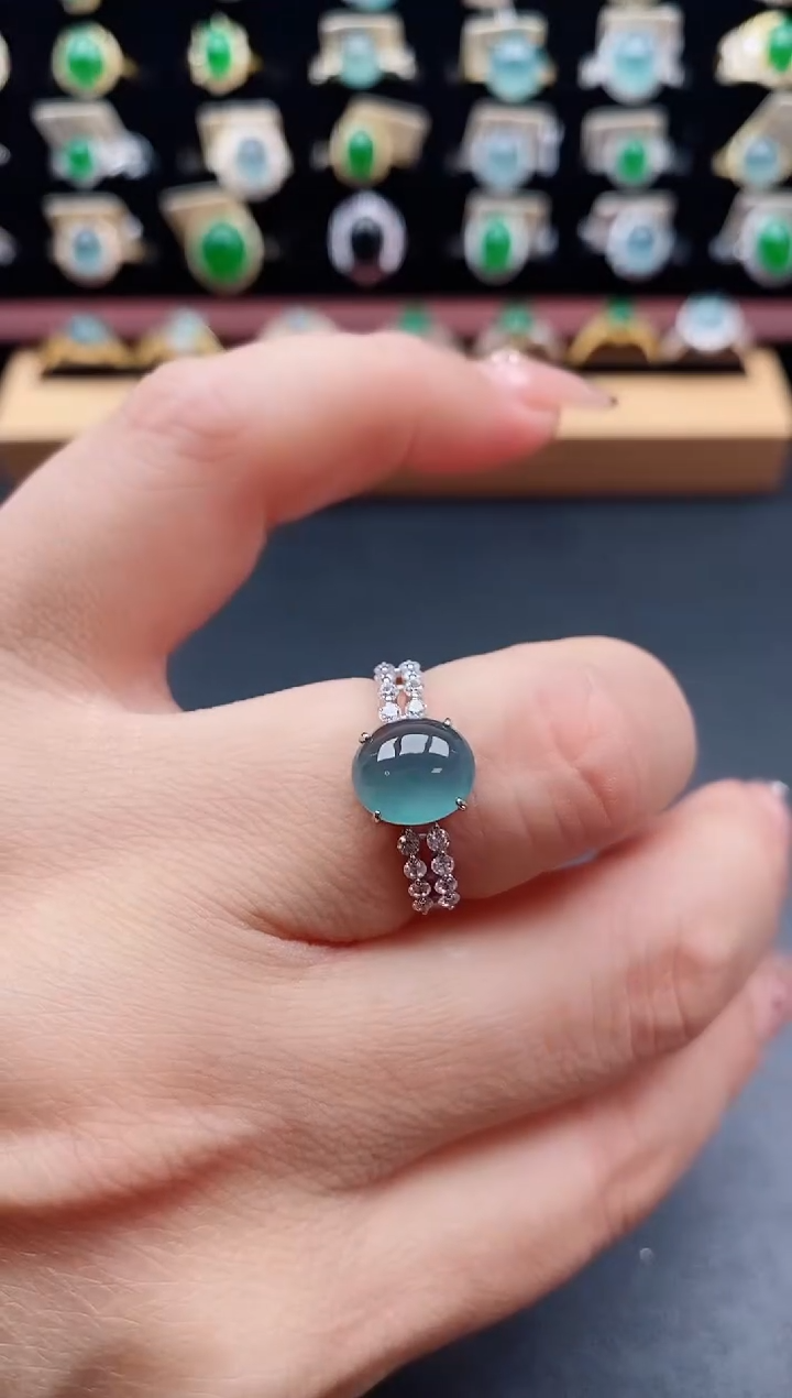 银S925镶嵌戒指翡翠1