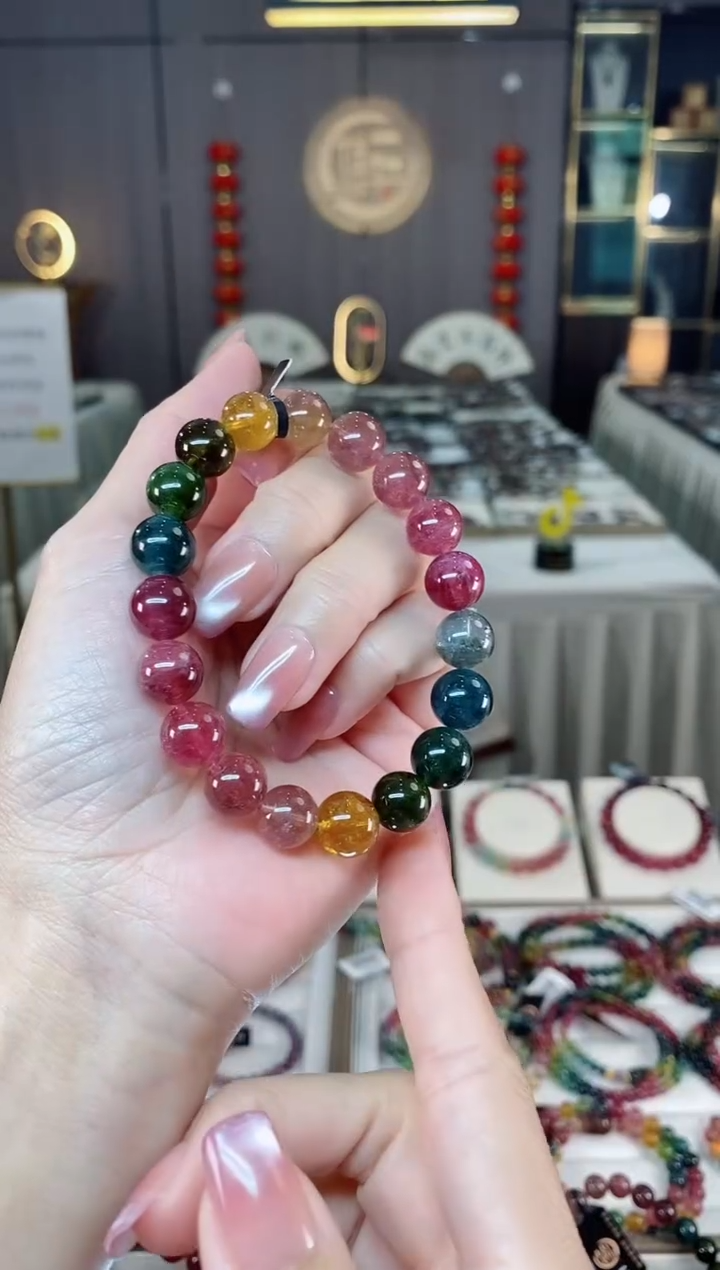 未镶嵌老矿碧玺彩虹单圈手串10mm+碧玺hon多样性发货一条