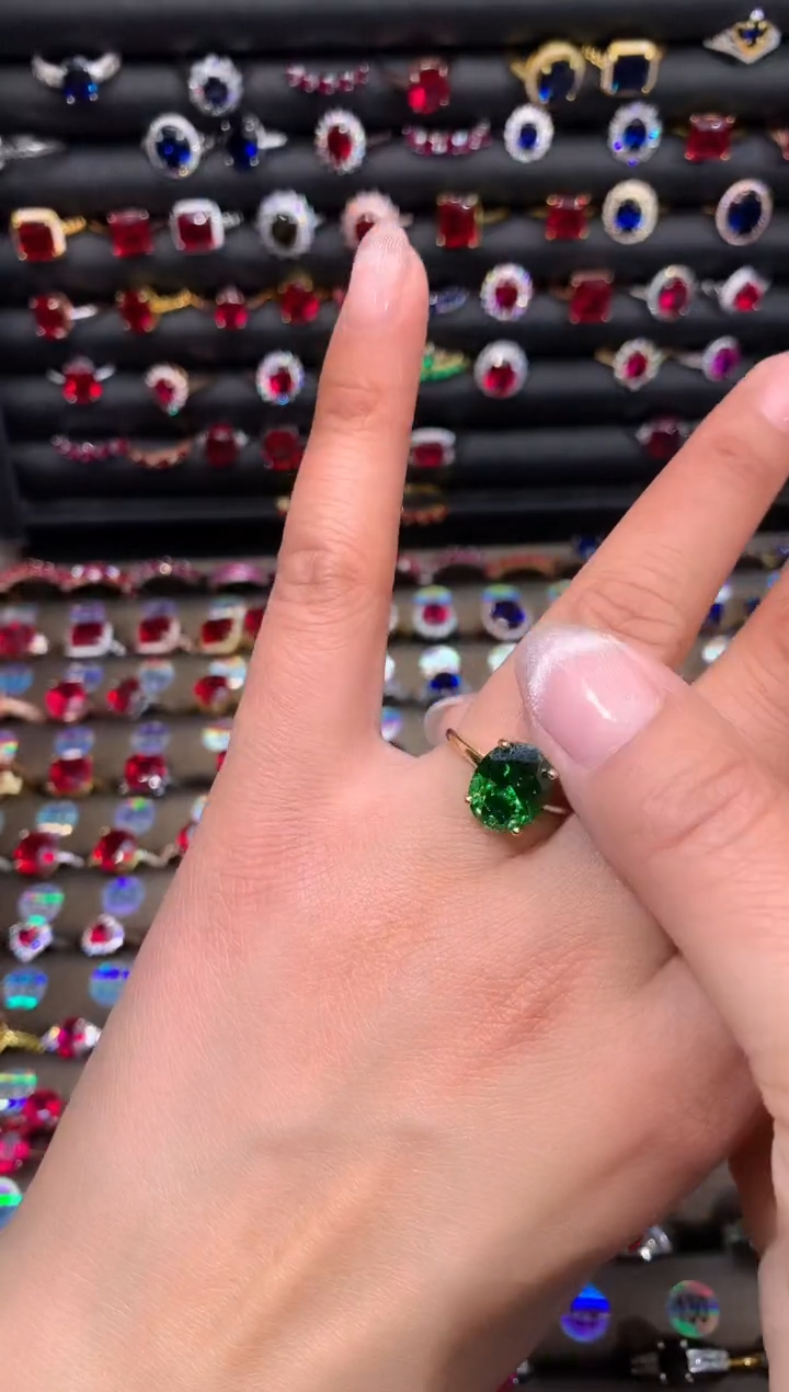 【闪购商品】透辉石戒指银S925镶嵌911金