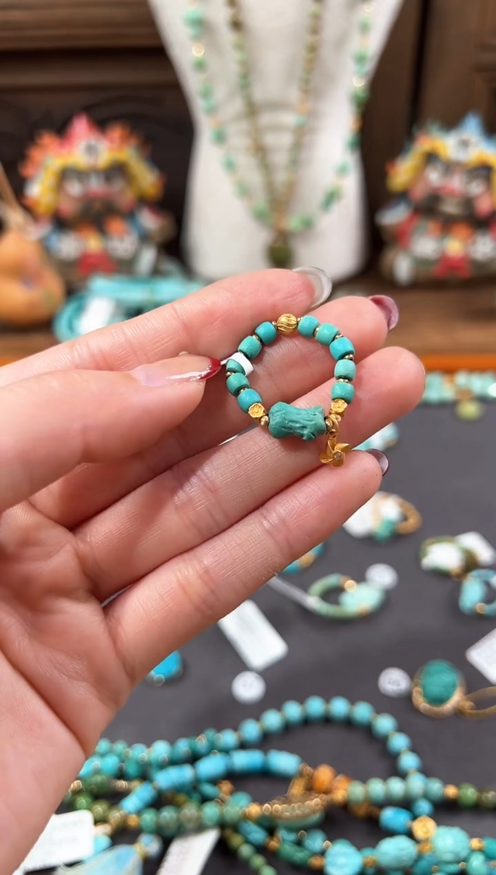 【闪购商品】绿松石戒指18K金镶嵌绿松石戒指