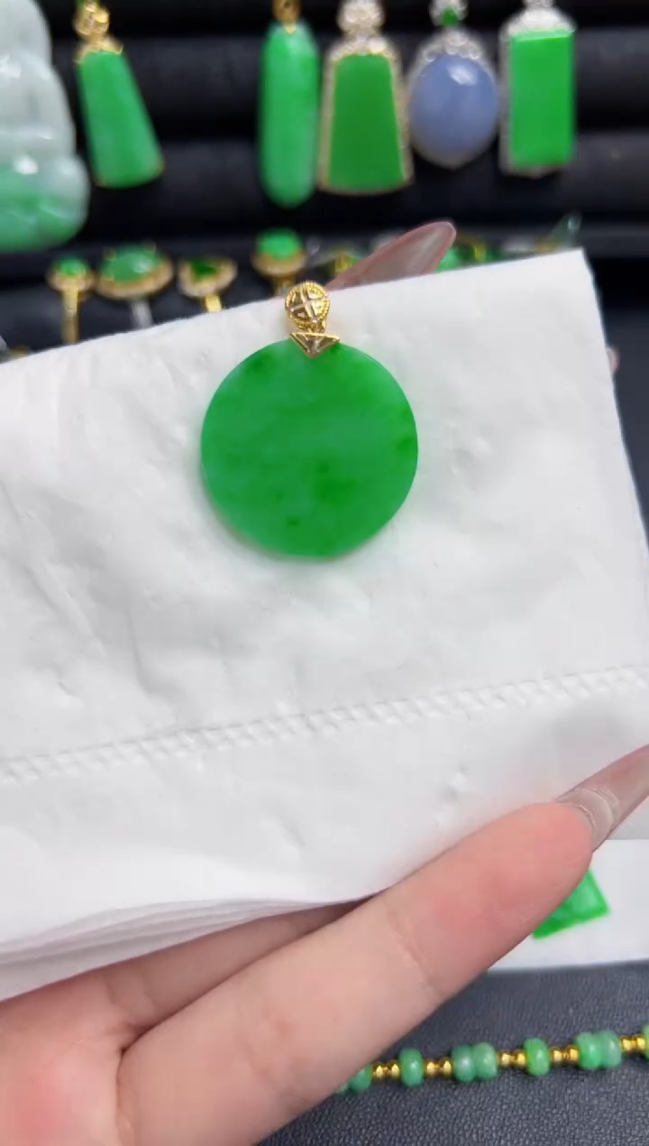 【闪购商品】翡翠颈饰18K金镶嵌Y缅料A货/支持复检/一件