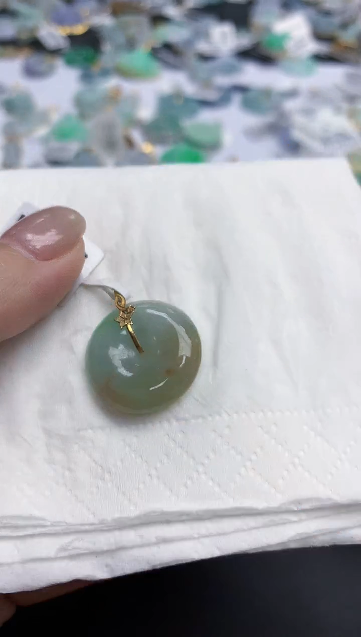 【闪购商品】翡翠颈饰18K金镶嵌天然缅甸翡翠A货