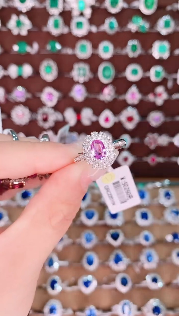 【闪购商品】彩色蓝宝石18K金戒指18K金镶嵌0.95克拉