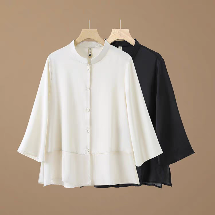 新中式国风轻奢复古盘扣式短袖小衫2025年秋季新款优雅时尚衬衫