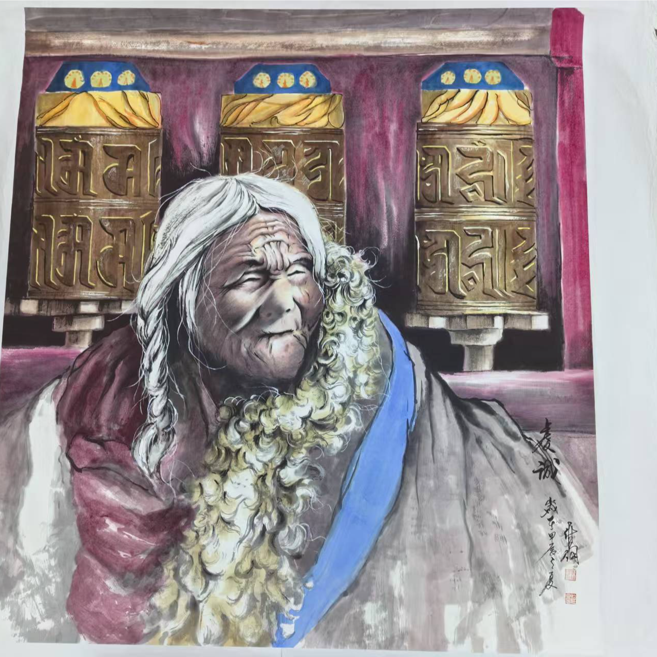 史维钢老师亲笔手绘国画人物麦诚