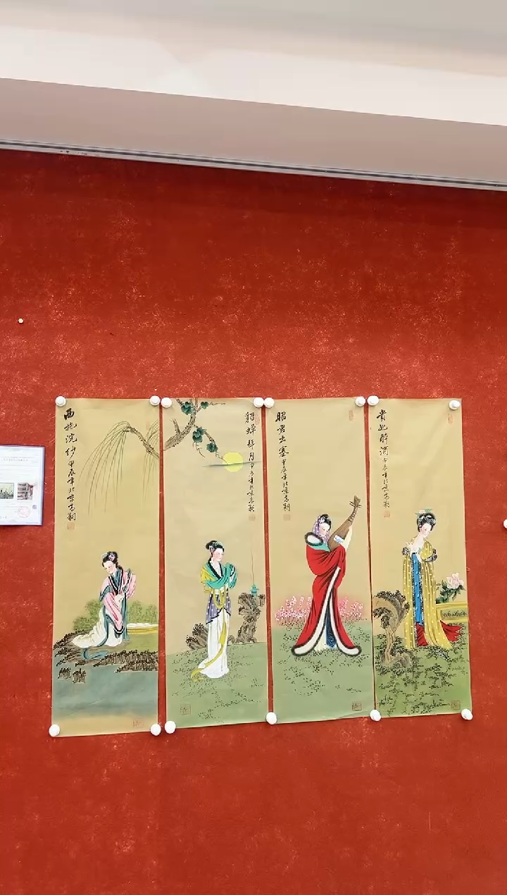 国画冯高翔-丝绢四条屏25530m16