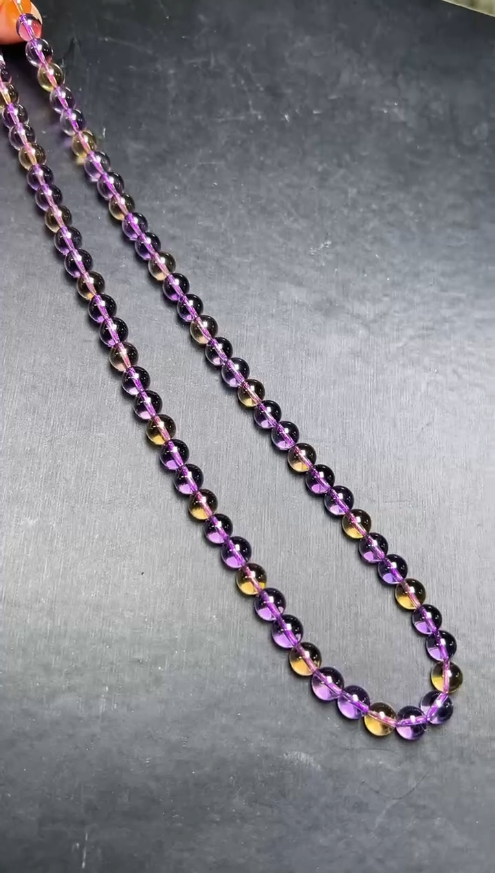 颈饰未镶嵌水晶紫黄晶项链7mm+ JP56789 