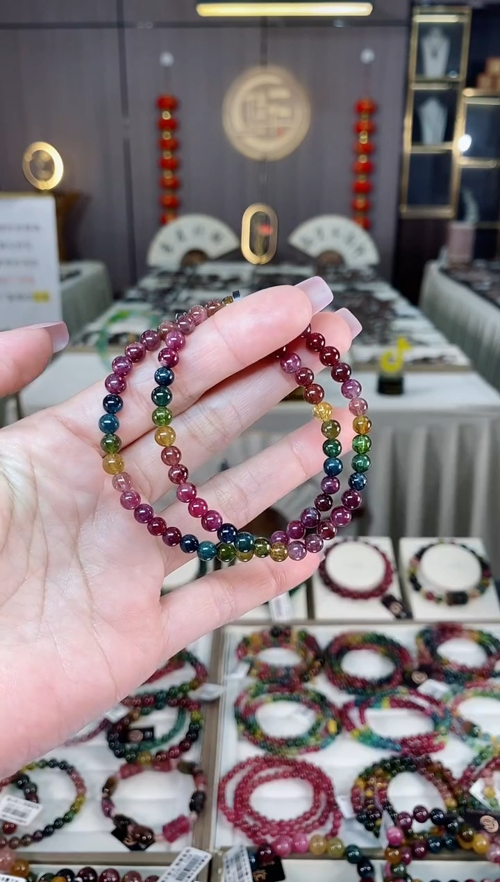 未镶嵌老矿碧玺单圈手串5mm+碧玺hon多样性发货一条