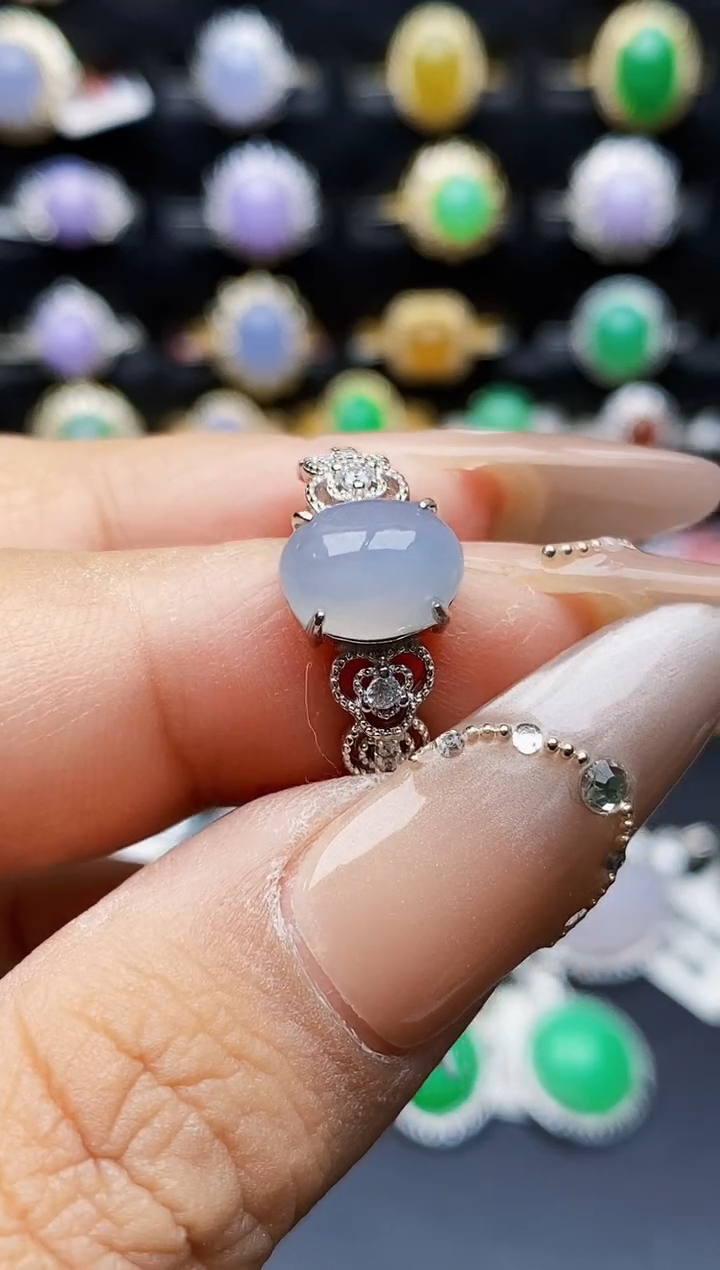 银S925镶嵌戒指翡翠6514