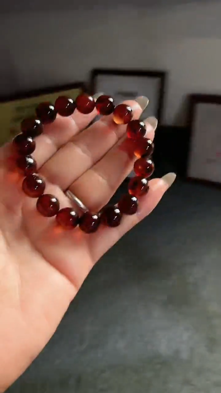未镶嵌琥珀手串规格10微瑕血珀灵草手串#18