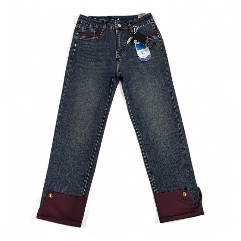 杨家牛仔植绒卷边烟管裤98693款C-2-13.14.15