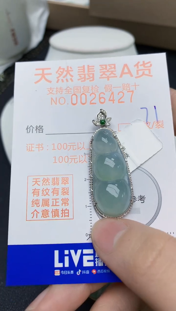 【闪购商品】翡翠颈饰18K金镶嵌71天然翡翠A货  
