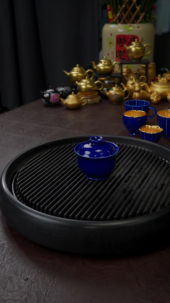 【闪购商品】杯【宜景窑蓝宝王子】元宝盖碗