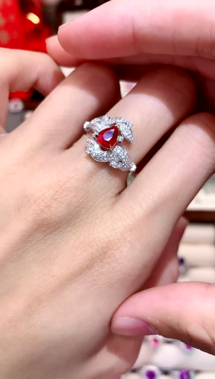 【闪购商品】红宝石戒指18K金镶嵌1.08ct/天然宝石/七天无理由