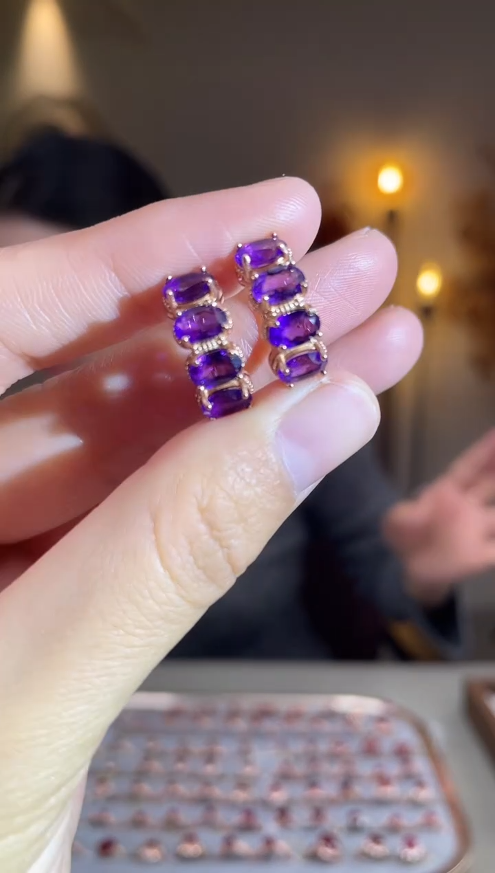 银S925镶嵌耳饰水晶耳饰