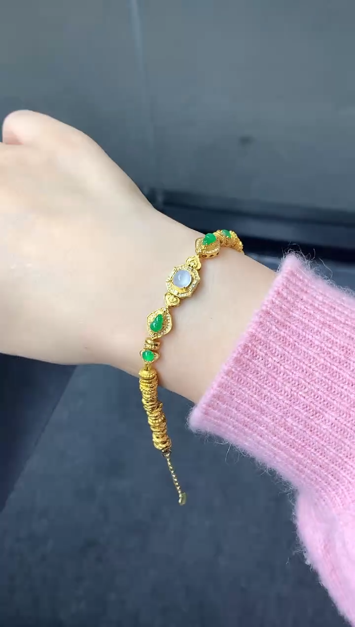 18K金镶嵌手链翡翠698-中国好珍宝