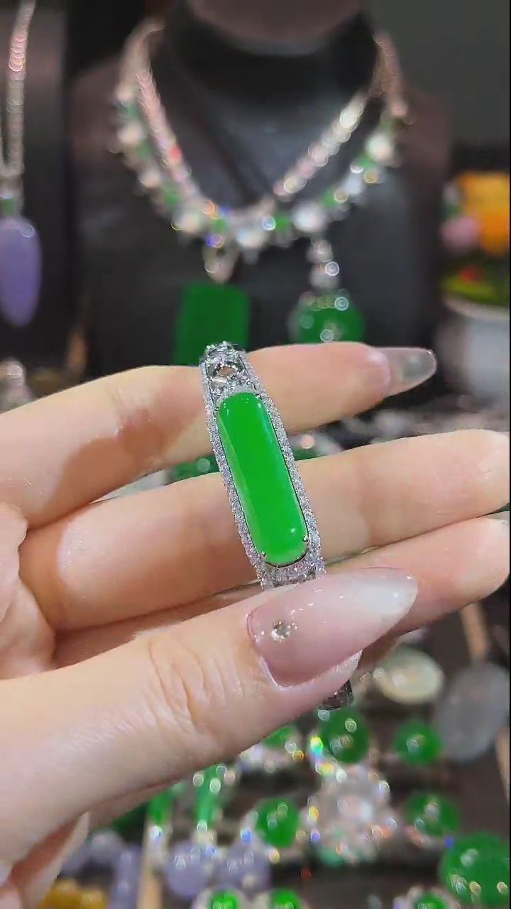 【闪购商品】翡翠手镯18K金镶嵌手镯