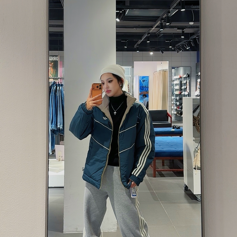 Adidas三叶草JACKET PADDED新年款保暖双面穿棉服KT0640 单1