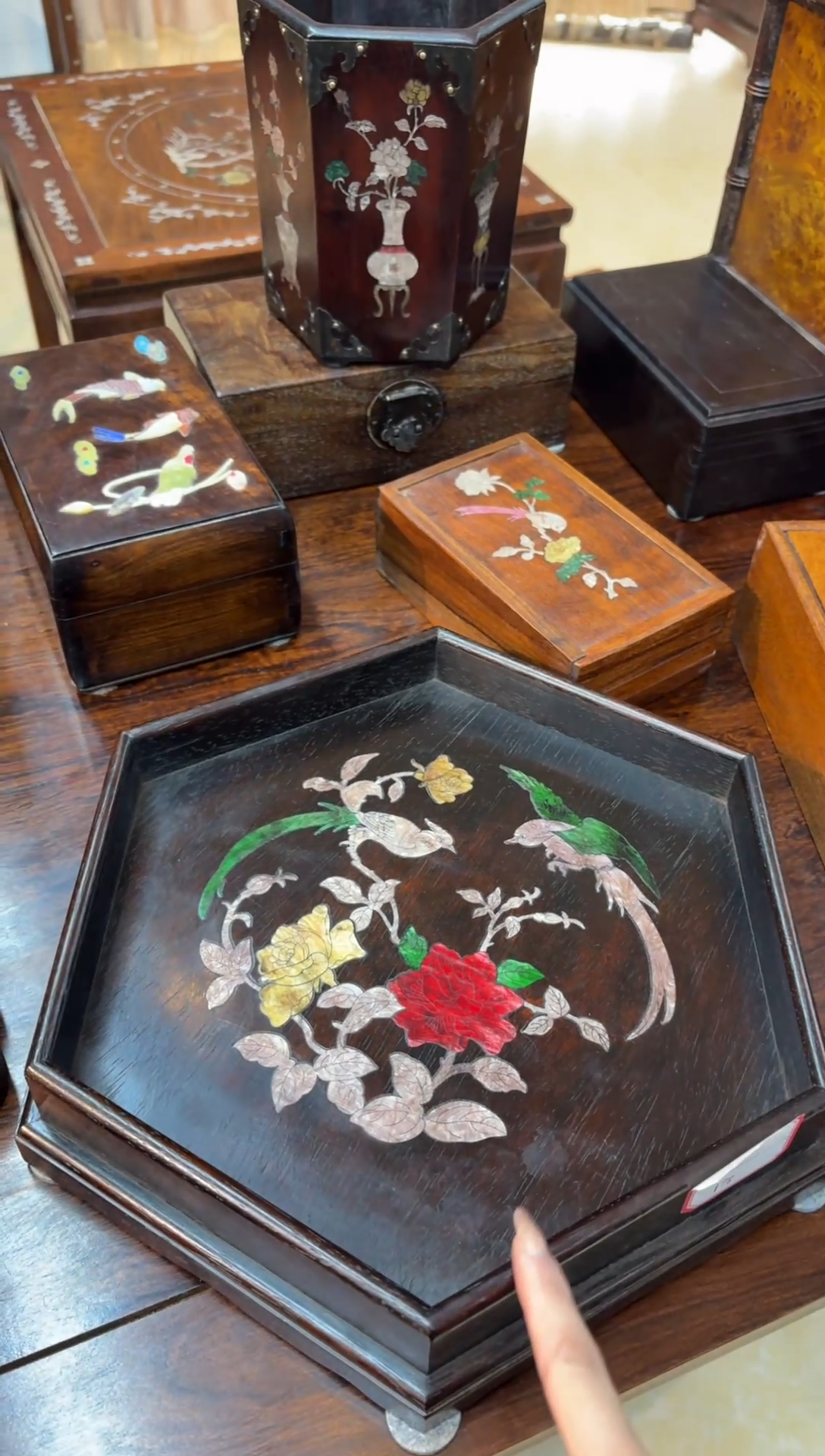 木紫檀螺钿工艺茶盘