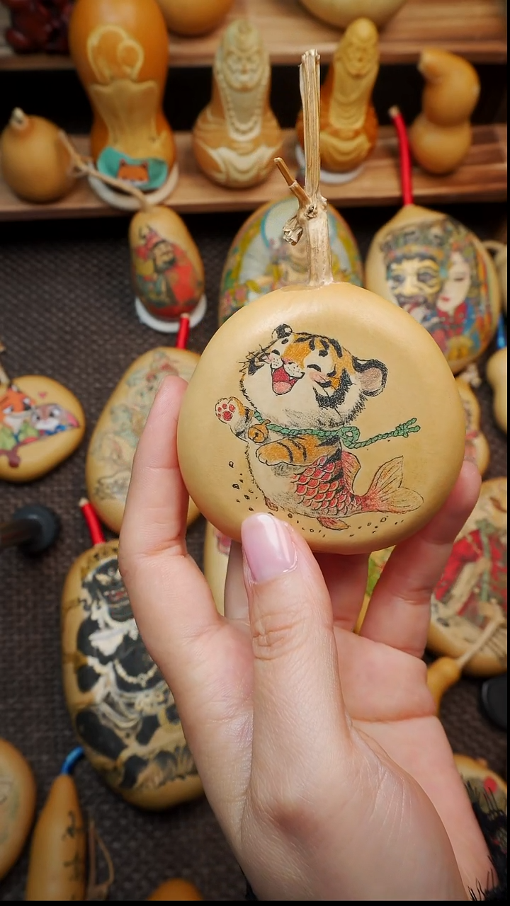 苹**乐针刺葫芦文玩葫芦锦鲤