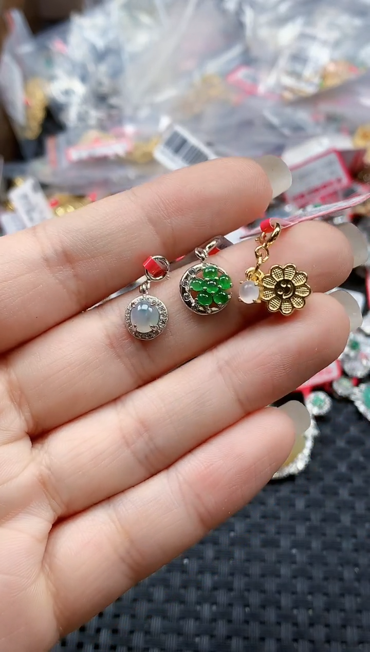 银S925镶嵌戒指翡翠天然A货缅甸翡翠