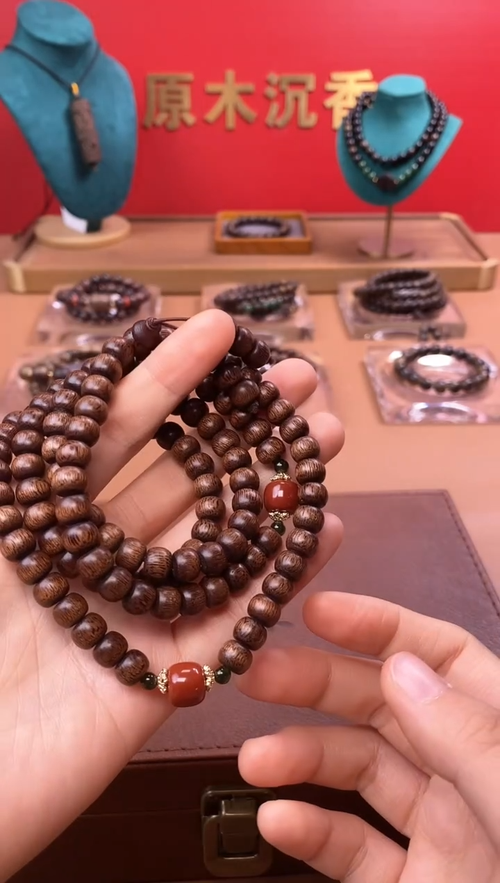【闪购商品】沉香手串P沉水玉化富森红土6*8*108颗