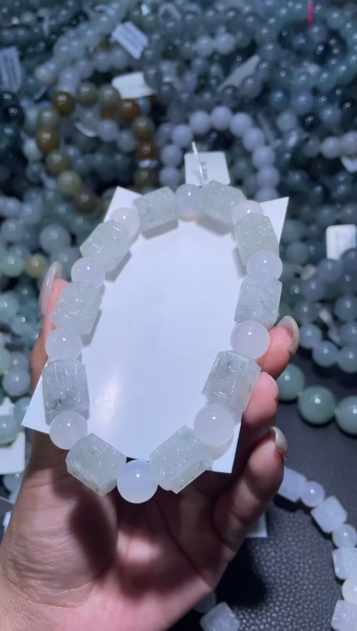 【闪购商品】定制翡翠未镶嵌天然缅甸A货翡翠手串62