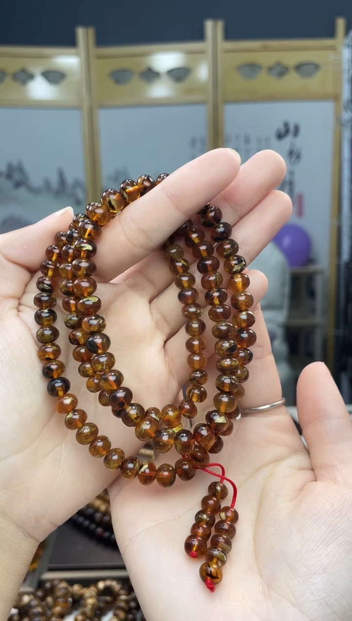 【闪购商品】琥珀裸石未镶嵌7+血蜡妖花108