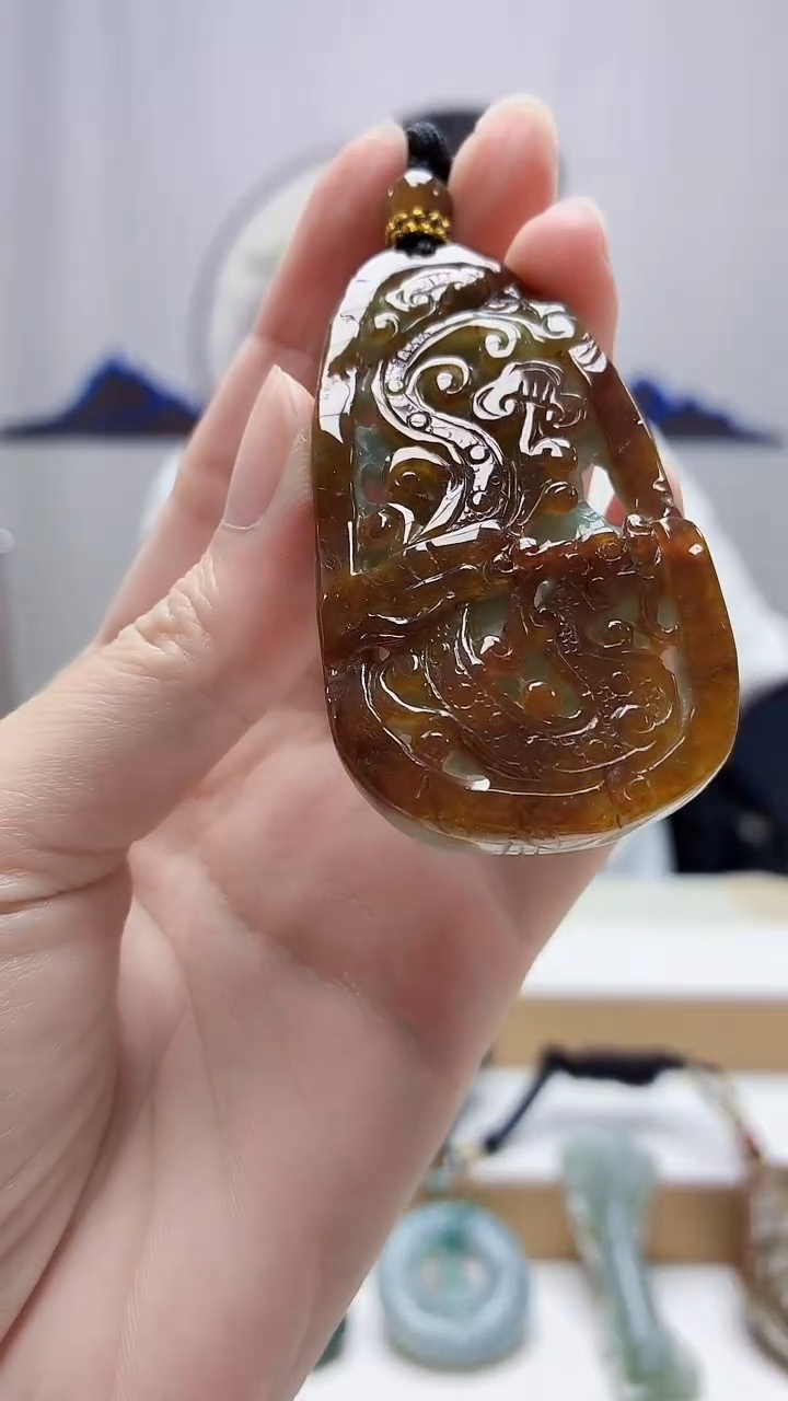 未镶嵌定制翡翠4898zm-毛货挂件龙凤136