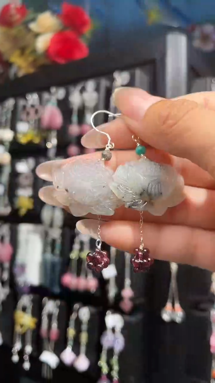 银S925镶嵌耳饰紫晶多****痘 多吃火锅不长痘